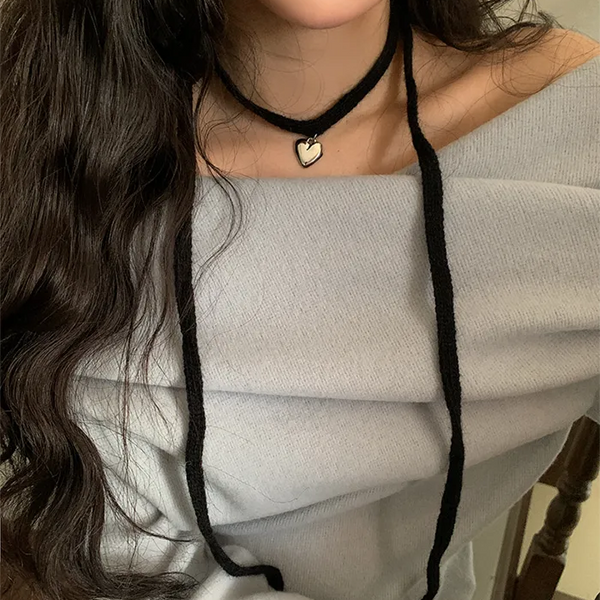 Heart Charm Layered Choker