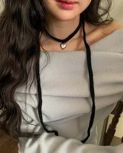 Heart Charm Layered Choker