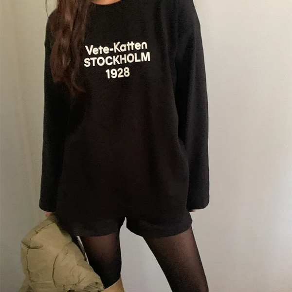 Oversized peach-brushed long-sleeved T-shirt