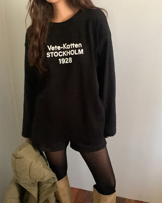 Oversized peach-brushed long-sleeved T-shirt