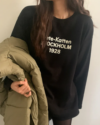 Oversized peach-brushed long-sleeved T-shirt