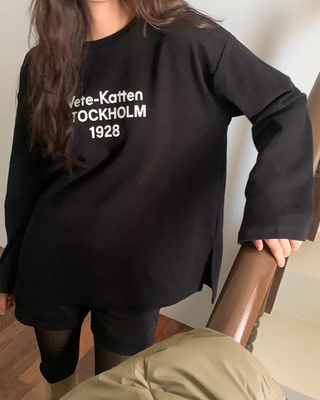 Oversized peach-brushed long-sleeved T-shirt