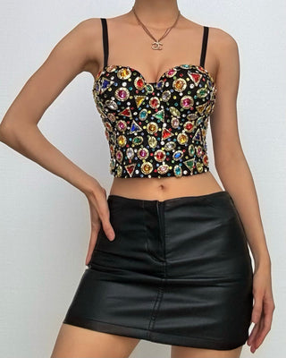 Sweetheart neck beaded padded cami top