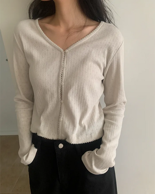 Punching Lace Rib Cardigan