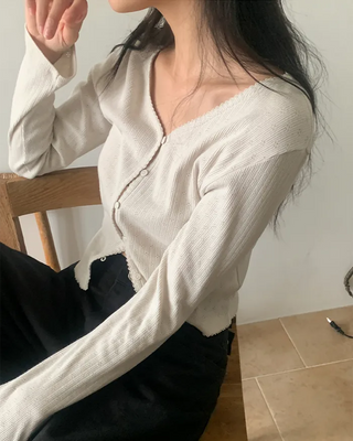 Punching Lace Rib Cardigan