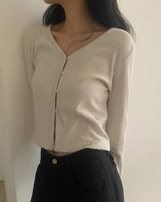 Punching Lace Rib Cardigan
