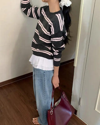 Striped long-sleeved knit