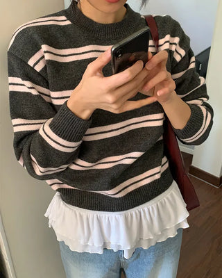 Striped long-sleeved knit