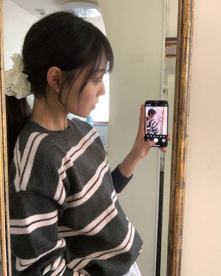 Striped long-sleeved knit