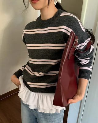 Striped long-sleeved knit