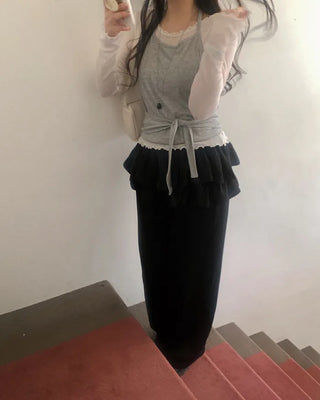 Frilled layered pants