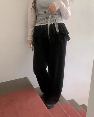 Frilled layered pants