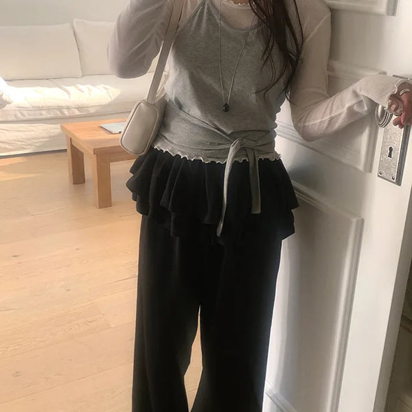 Frilled layered pants