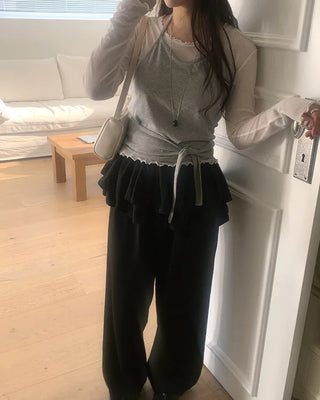 Frilled layered pants