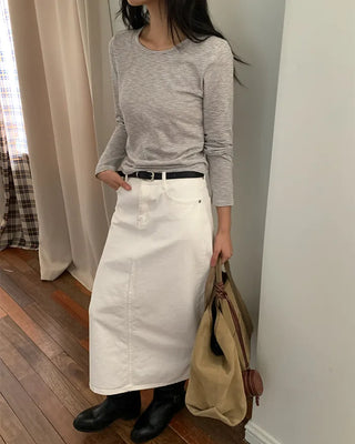 Layered striped long-sleeved T-shirt
