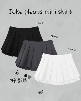 Double pleated mini skirt