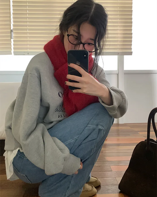 Fleece-lined turtleneck sweatshirt
