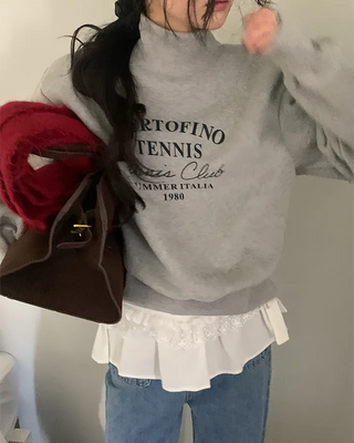 Fleece-lined turtleneck sweatshirt