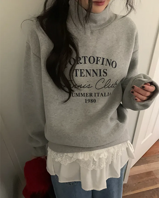 Fleece-lined turtleneck sweatshirt