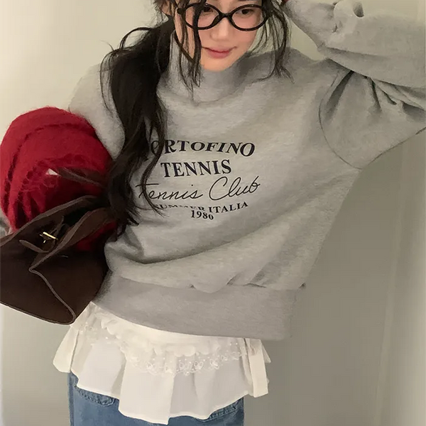 Fleece-lined turtleneck sweatshirt