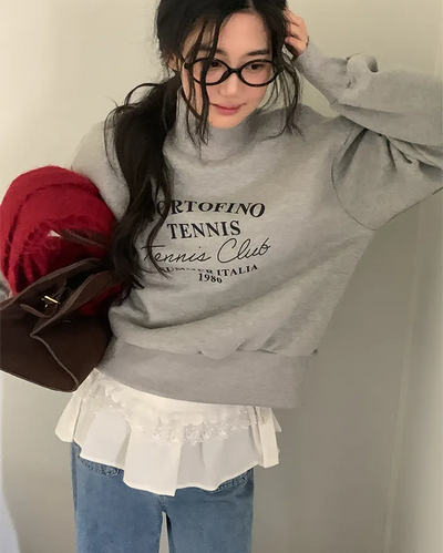 Fleece-lined turtleneck sweatshirt