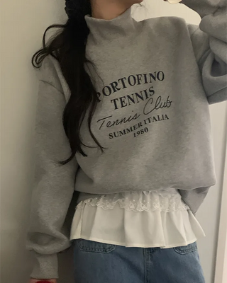 Fleece-lined turtleneck sweatshirt