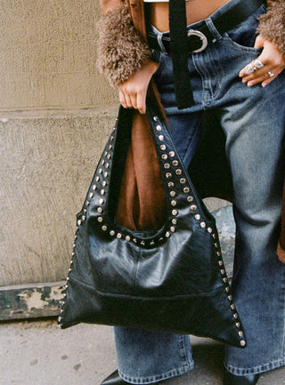 Tell The Truth Studded Bag Black  Silver