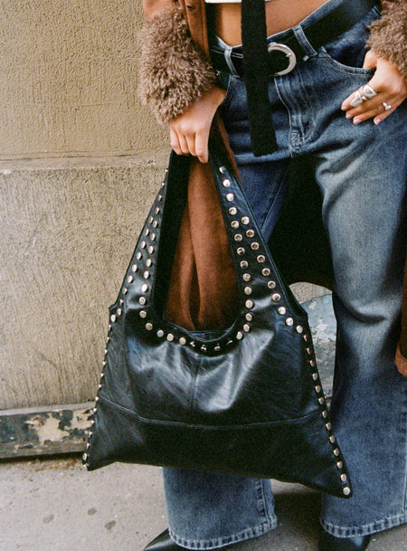 Tell The Truth Studded Bag Black  Silver