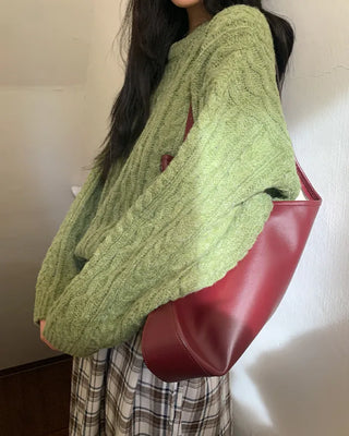 Cable knit long-sleeve knit