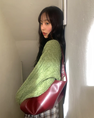 Cable knit long-sleeve knit