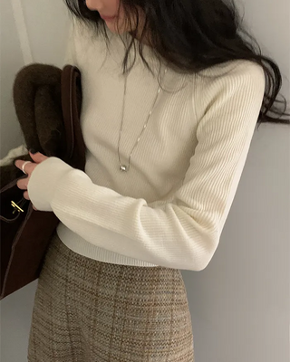 Slim raglan round long-sleeve knit