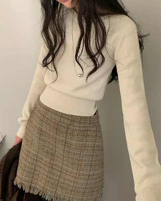 Slim raglan round long-sleeve knit