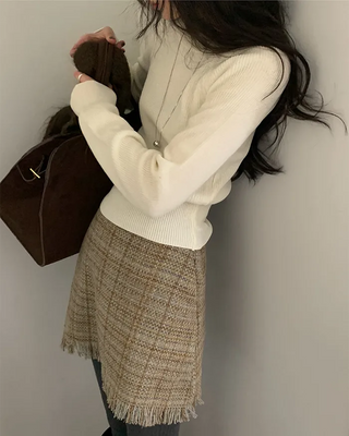 Slim raglan round long-sleeve knit