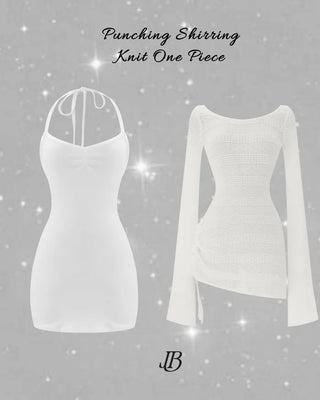 Perforated Shirring Knit Dress