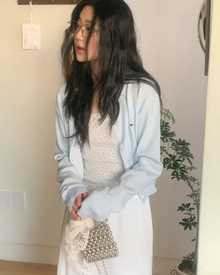 (4 colors) Slim Button Round Long Sleeve Knit Cardigan