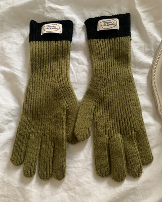 [Smartphone Compatible] Two-Tone Knit Gloves