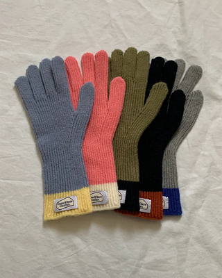 [Smartphone Compatible] Two-Tone Knit Gloves