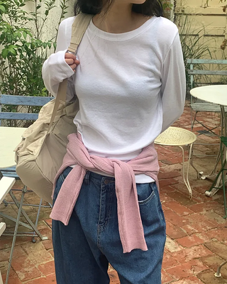 Spun cotton long-sleeved T-shirt