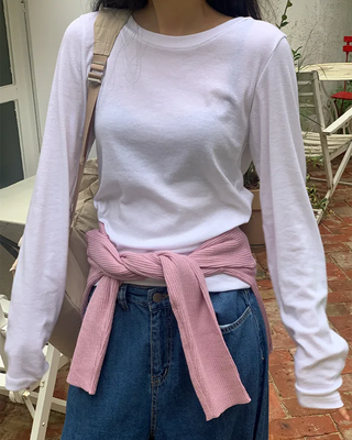 Spun cotton long-sleeved T-shirt