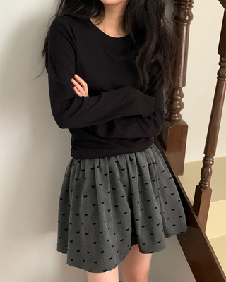 Spun cotton long-sleeved T-shirt