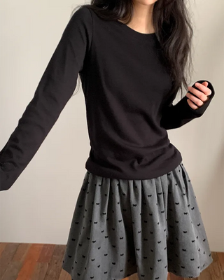 Spun cotton long-sleeved T-shirt