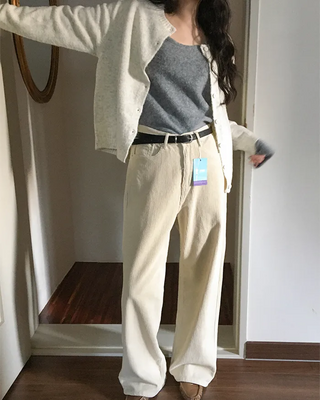 Corduroy wide-leg pants