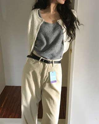 Corduroy wide-leg pants