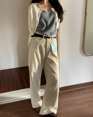 Corduroy wide-leg pants