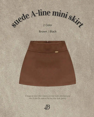 Suede A-line mini skirt