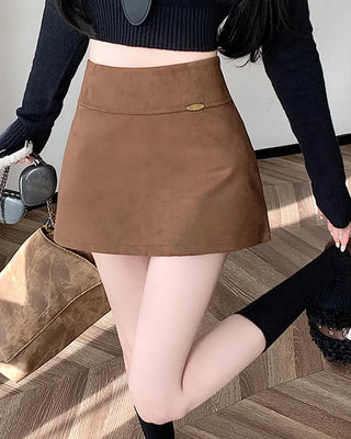 Suede A-line mini skirt