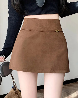 Suede A-line mini skirt