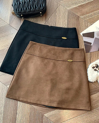 Suede A-line mini skirt