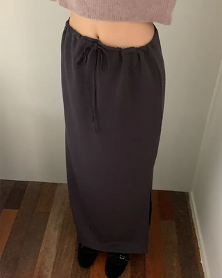 Long skirt with brushed fleece lining