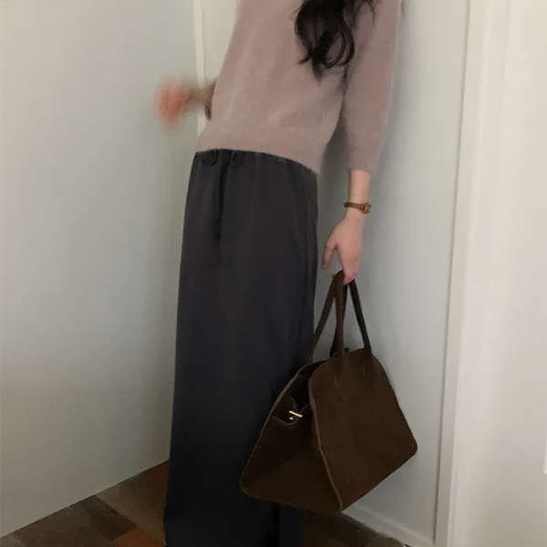 Long skirt with brushed fleece lining